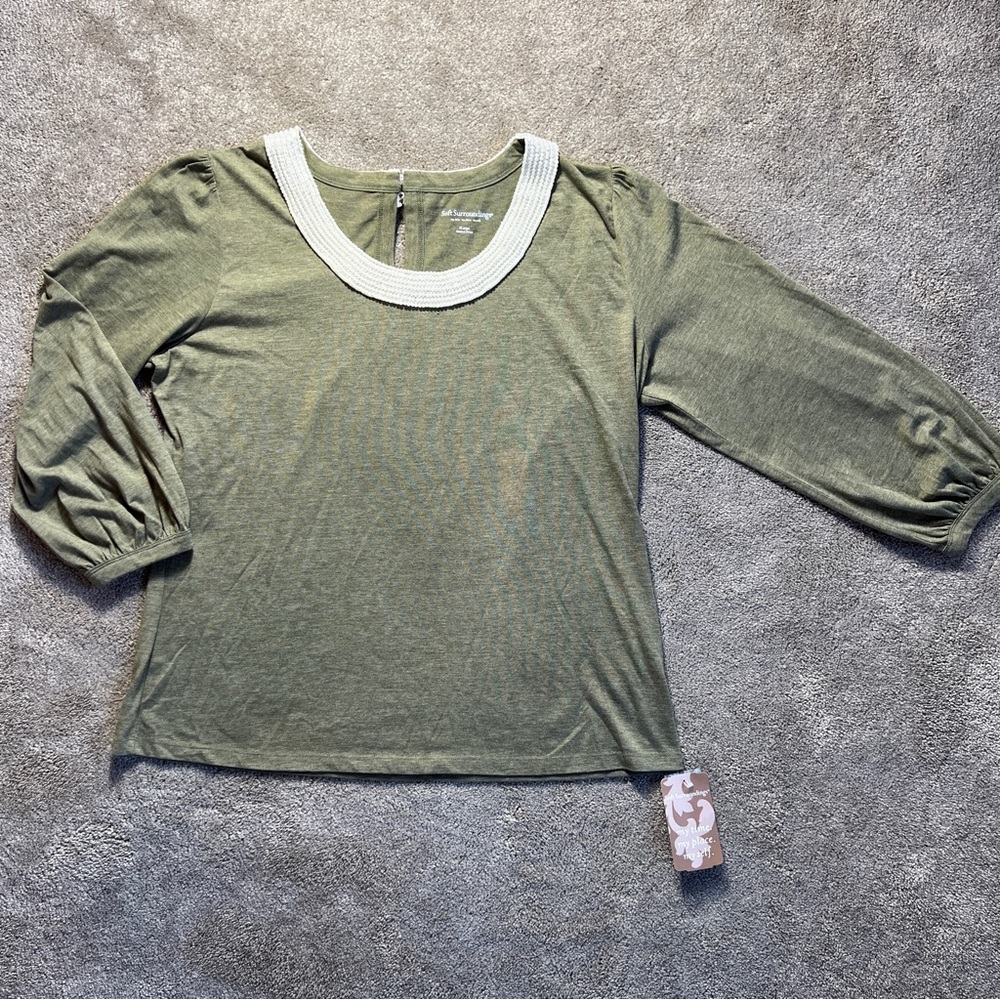 Soft Surroundings NEW Top with Faux Pearl Collar